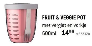 Promoties Fruit + veggie pot met vergiet en vorkje - Mepal - Geldig van 07/08/2021 tot 15/09/2021 bij Freetime