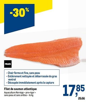 Promotions Filet de saumon atlantique - Produit maison - Makro - Valide de 11/08/2021 à 24/08/2021 chez Makro