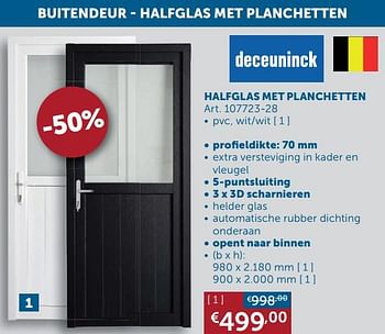 Promoties Buitendeur halfglas met planchetten pvc, wit-wit - Deceuninck - Geldig van 17/08/2021 tot 20/09/2021 bij Zelfbouwmarkt