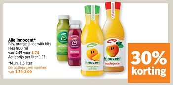 Promoties Orange juice with bits - Innocent - Geldig van 09/08/2021 tot 15/08/2021 bij Albert Heijn