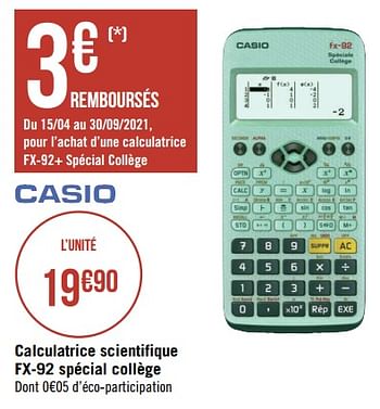 Calculatrice scientifique FX 92 Spéciale Collège - Calculatrices