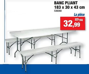 Promotions Banc pliant - Garden Plus  - Valide de 11/08/2021 à 22/08/2021 chez Hubo