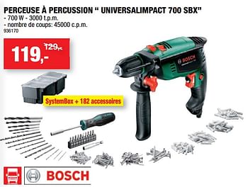 Promotions Bosch perceuse à percussion “ universalimpact 700 sbx” - Bosch - Valide de 11/08/2021 à 22/08/2021 chez Hubo