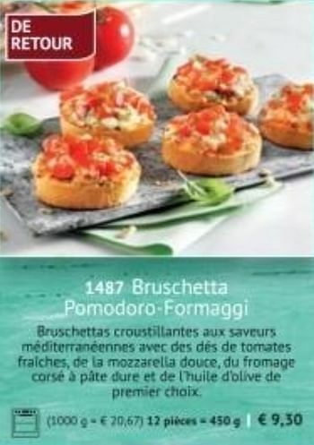 Promotions Bruschetta pomodoro-formaggi - Produit maison - Bofrost - Valide de 05/07/2021 à 26/08/2021 chez Bofrost