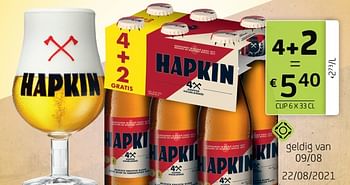 Promoties Hapkin 4+2 - Hapkin - Geldig van 08/08/2021 tot 22/08/2021 bij BelBev