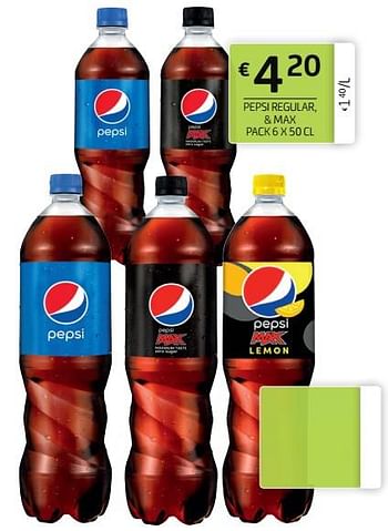 Promoties Pepsi regular, + max pack 6 x 50 cl - Pepsi - Geldig van 13/08/2021 tot 26/08/2021 bij BelBev