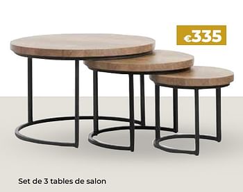 Promotions Set de 3 tables de salon - Produit Maison - Euroshop - Valide de 30/09/2021 à 31/12/2021 chez Euro Shop