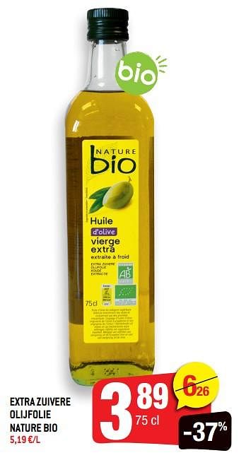 Promoties Extra zuivere olijfolie nature bio - NATURE BIO - Geldig van 18/08/2021 tot 26/08/2021 bij Smatch