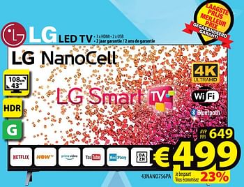 Promoties Lg led tv 43nano756pa - LG - Geldig van 18/08/2021 tot 25/08/2021 bij ElectroStock