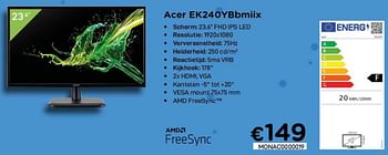 Promoties Acer ek240ybbmiix - Acer - Geldig van 16/08/2021 tot 30/09/2021 bij Compudeals