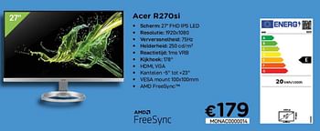 Promoties Acer r270si - Acer - Geldig van 16/08/2021 tot 30/09/2021 bij Compudeals