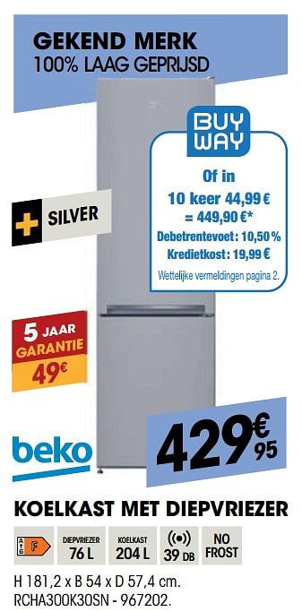 Promoties Beko koelkast met diepvriezer rcha300k30sn - Beko - Geldig van 25/08/2021 tot 08/09/2021 bij Electro Depot