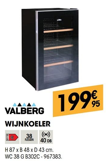 Promoties Valberg wijnkoeler wc 38 g b302c - Valberg - Geldig van 25/08/2021 tot 08/09/2021 bij Electro Depot