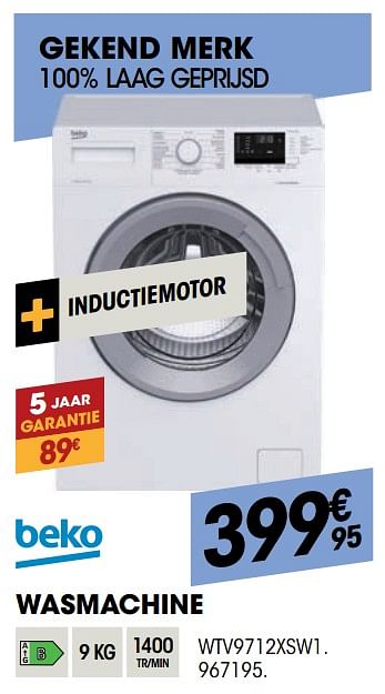 Promoties Beko wasmachine wtv9712xsw1 - Beko - Geldig van 25/08/2021 tot 08/09/2021 bij Electro Depot