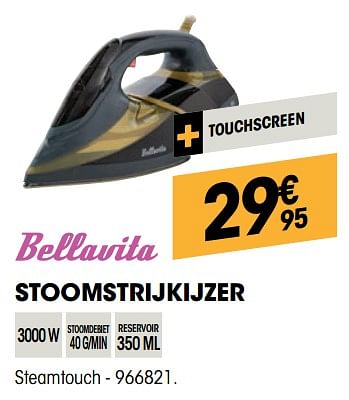 Promoties Bellavita stoomstrijkijzer steamtouch - Bellavita - Geldig van 25/08/2021 tot 08/09/2021 bij Electro Depot