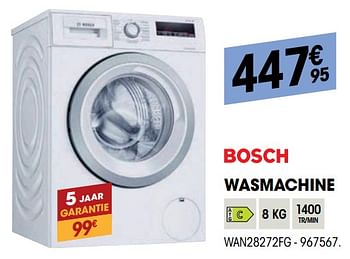 Promoties Bosch wasmachine wan28272fg - Bosch - Geldig van 25/08/2021 tot 08/09/2021 bij Electro Depot