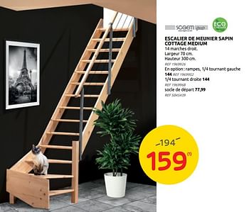 Promotions Escalier de meunier sapin cottage medium sogem - Sogem - Valide de 25/08/2021 à 06/09/2021 chez Brico