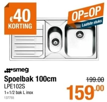 Promoties Spoelbak lpe102s - Smeg - Geldig van 19/08/2021 tot 08/09/2021 bij Cevo Market