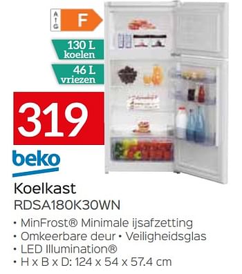 Promoties Beko koelkast rdsa180k30wn - Beko - Geldig van 01/09/2021 tot 30/09/2021 bij Selexion