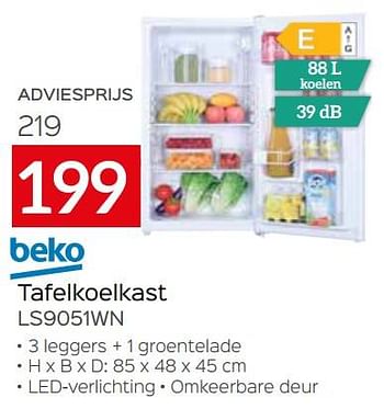 Promotions Beko tafelkoelkast ls9051wn - Beko - Valide de 01/09/2021 à 30/09/2021 chez Selexion