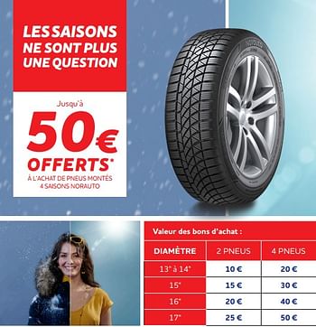Promotions Offerts à l’achat de pneus montés 4 saisons norauto - Norauto - Valide de 20/08/2021 à 05/10/2021 chez Auto 5