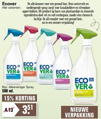 Promoties Ecover allesreiniger spray - Ecover - Geldig van 18/08/2021 tot 04/09/2021 bij De Online Drogist
