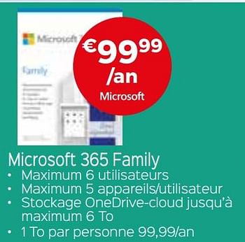 Promotions Microsoft 365 family - Microsoft - Valide de 01/09/2021 à 30/09/2021 chez Selexion