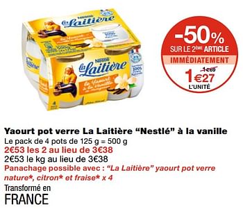 Nestle Yaourt Pot Verre La Laitiere Nestle A La Vanille En Promotion Chez Monoprix