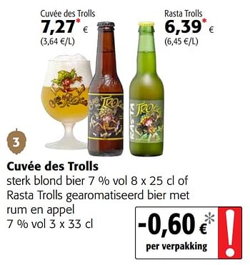 Inyección amplificación longitud Cuvée des Trolls Cuvée des trolls sterk blond bier of rasta trolls  gearomatiseerd bier met rum en appel - Promotie bij Colruyt