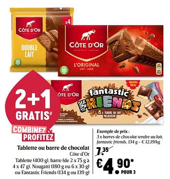 Barre chocolatée au lait et noisettes COTE D'OR : La barre de 45 g à Prix  Carrefour