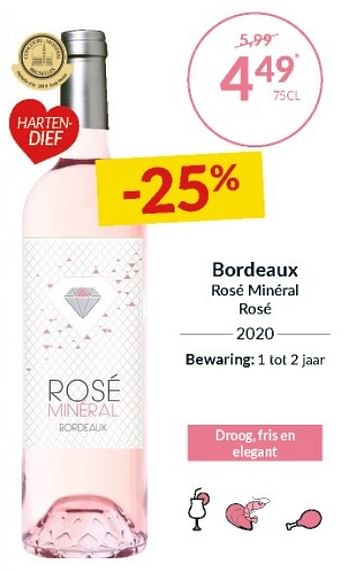 Promoties Bordeaux rosé minéral rosé - Rosé wijnen - Geldig van 31/08/2021 tot 19/09/2021 bij Intermarche