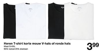 Promoties Heren t-shirt korte mouw v-hals of ronde hals - Huismerk - Zeeman  - Geldig van 28/08/2021 tot 10/09/2021 bij Zeeman