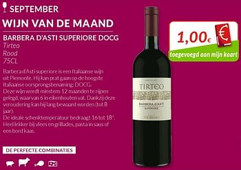 Promoties Barbera d`asti superiore docg tirteo rood - Rode wijnen - Geldig van 31/08/2021 tot 30/09/2021 bij Intermarche
