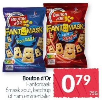 Promoties Bouton d`or fantomask smaak zout, ketchup of ham emmentaler - Bouton D'Or - Geldig van 31/08/2021 tot 30/09/2021 bij Intermarche