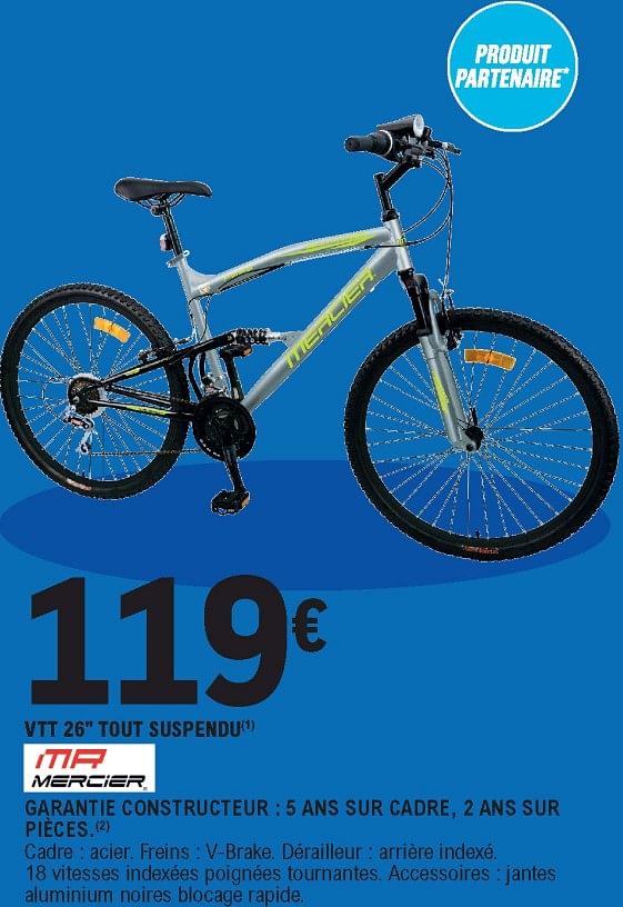 Mercier Vtt 26 tout suspendu En promotion chez E.Leclerc