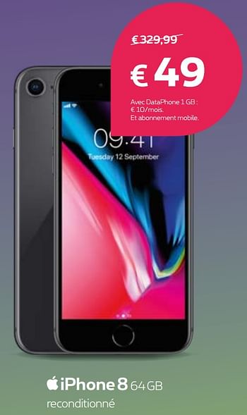 Promotions Apple iphone864gb - Apple - Valide de 30/08/2021 à 12/09/2021 chez Proximus