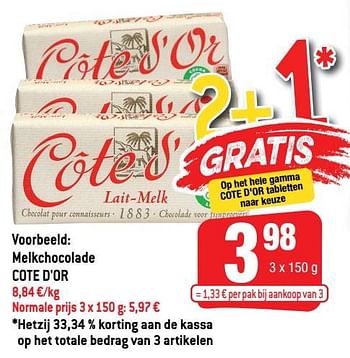 Promoties Melkchocolade cote d`or - Cote D'Or - Geldig van 01/09/2021 tot 07/09/2021 bij Smatch