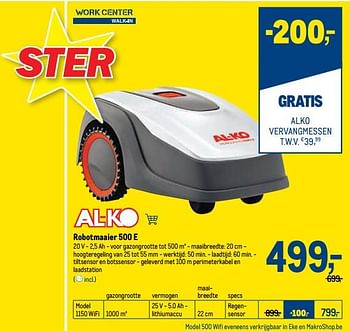 Promoties Al-ko robotmaaier 500 e - Al-Ko - Geldig van 08/09/2021 tot 21/09/2021 bij Makro