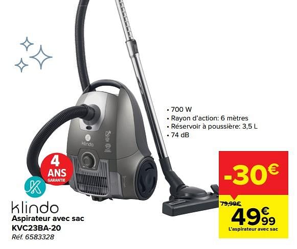 Aspirateur klindo avec sac hot sale