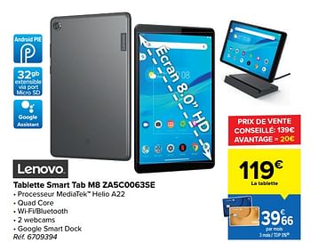 Promotions Lenovo tablette smart tab m8 za5c0063se - Lenovo - Valide de 01/09/2021 à 13/09/2021 chez Carrefour