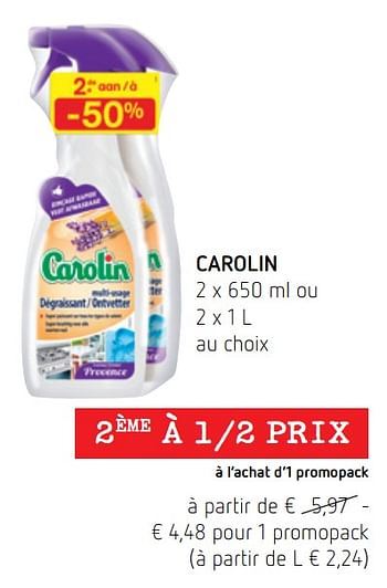 Promotions Carolin - Carolin - Valide de 09/09/2021 à 22/09/2021 chez Spar (Colruytgroup)