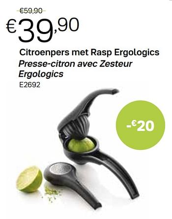 Promotions Citroenpers met rasp ergologics presse-citron avec zesteur ergologics - Produit Maison - Tupperware - Valide de 30/08/2021 à 26/09/2021 chez Tupperware