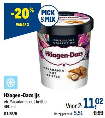 Promoties Häagen-dazs ijs macadamia nut brittle - Haagen-Dazs - Geldig van 08/09/2021 tot 21/09/2021 bij Makro