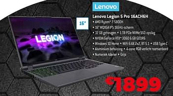 Promoties Lenovo legion 5 pro 16ach6h - Lenovo - Geldig van 01/09/2021 tot 30/09/2021 bij Exellent