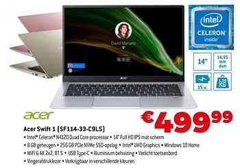 Promoties Acer swift 1 sf114-33-c9l5 - Acer - Geldig van 01/09/2021 tot 30/09/2021 bij Expert