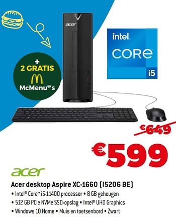 Promoties Acer desktop aspire xc-1660 i5206 be - Acer - Geldig van 01/09/2021 tot 30/09/2021 bij Expert