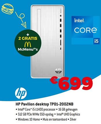 Promoties Hp pavilion desktop tp01-2002nb - HP - Geldig van 01/09/2021 tot 30/09/2021 bij Expert