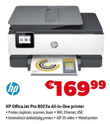 Promoties Hp officejet pro 8022e all-in-one printer - HP - Geldig van 01/09/2021 tot 30/09/2021 bij Expert