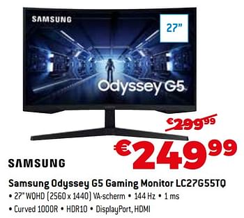 Promoties Samsung odyssey g5 gaming monitor lc27g55tq - Samsung - Geldig van 01/09/2021 tot 30/09/2021 bij Expert