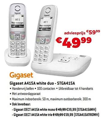Promoties Gigaset a415a white duo - stga415a - Gigaset - Geldig van 01/09/2021 tot 30/09/2021 bij Expert